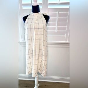 Theory White Plaid Silk Midi Dress Size 4
